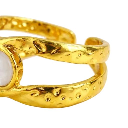 Gold Pearlescent Criss Cross Ring