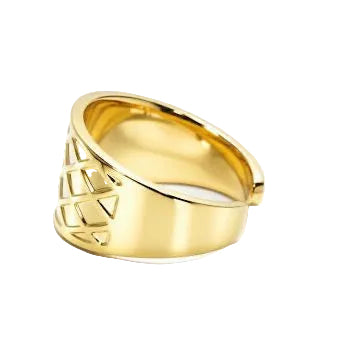 Wide Gold Geometric Ring