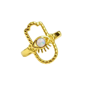 Gold Evil Eye Hand Ring