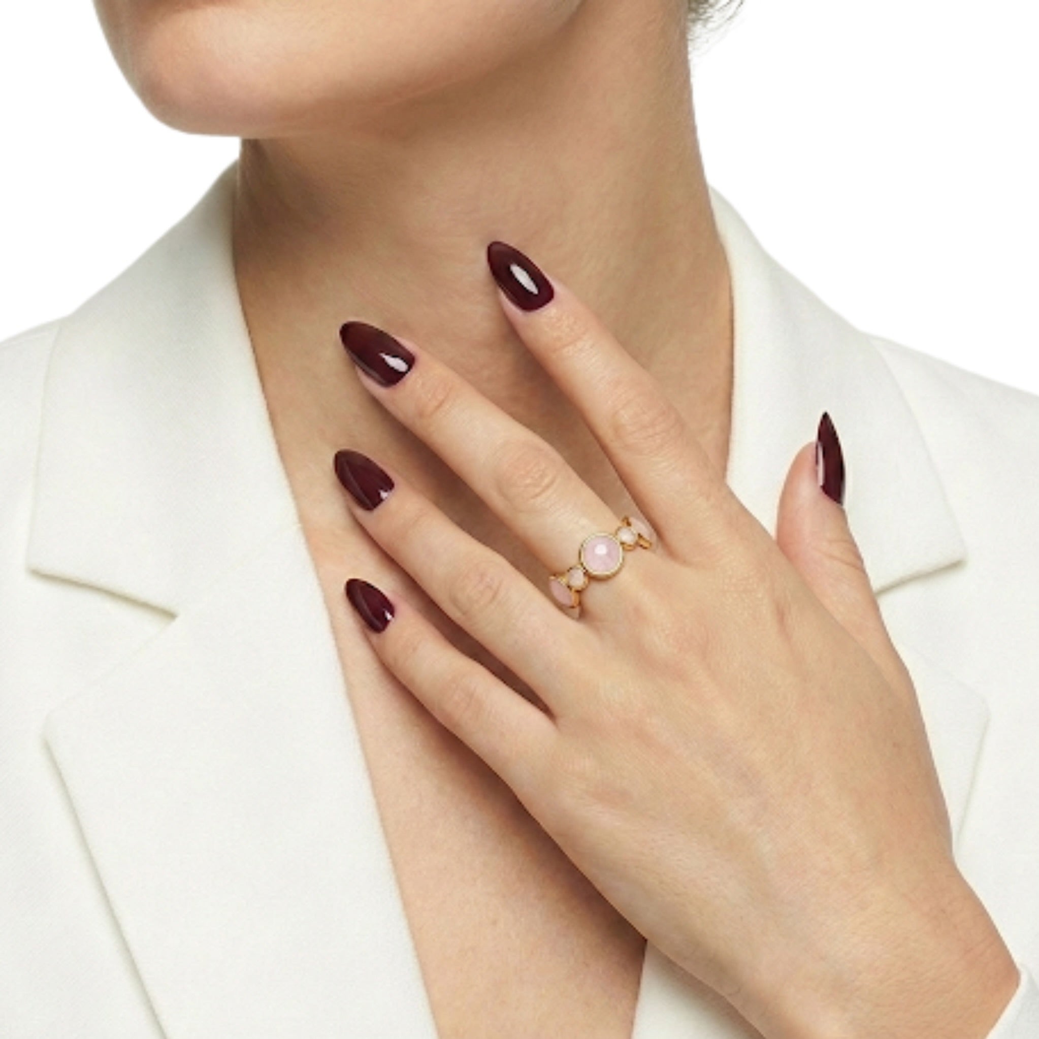 Pink Enamel & Gold Circular Linked Ring
