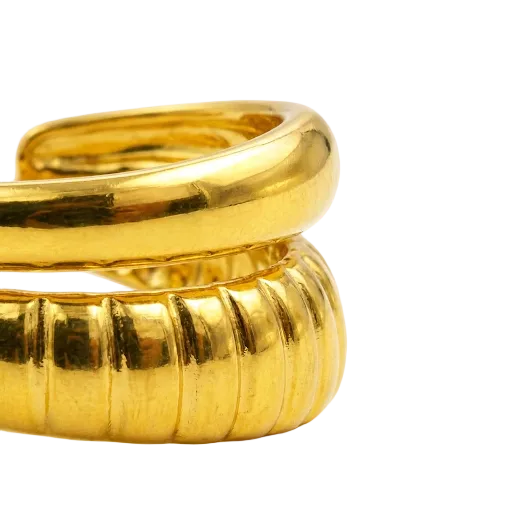 Gold Ribbed Dome Ring