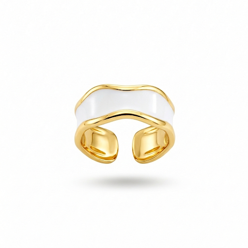 White Enamel Wave Ring