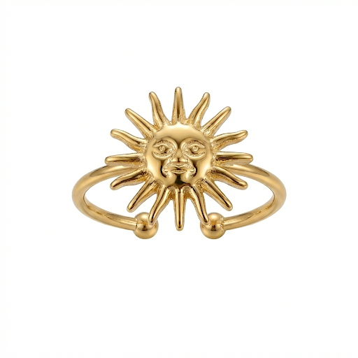 Celestial Gold Sun Face Ring