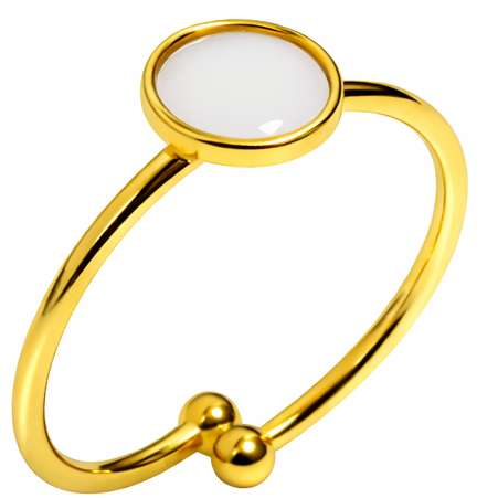 Gold Open Ring with White Round Stone