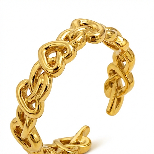 Gold Heart Link Chain Ring