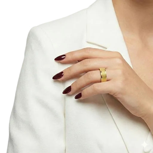 Minimalist Frosted Gold Ring Band