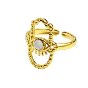 Gold Evil Eye Hand Ring