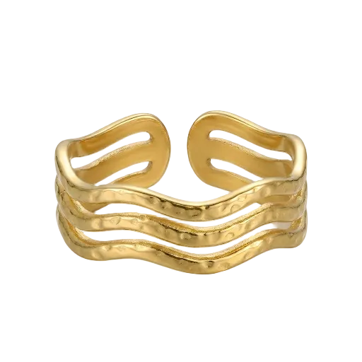 Wavy lines Layered Ring