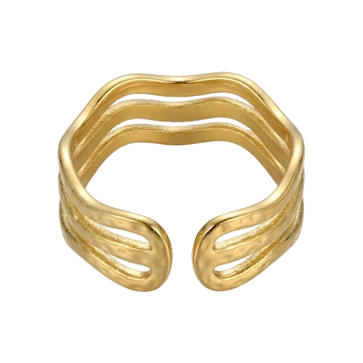 Wavy lines Layered Ring