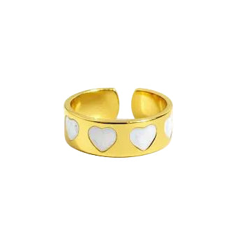 White Enamel & Gold Linked Heart Band