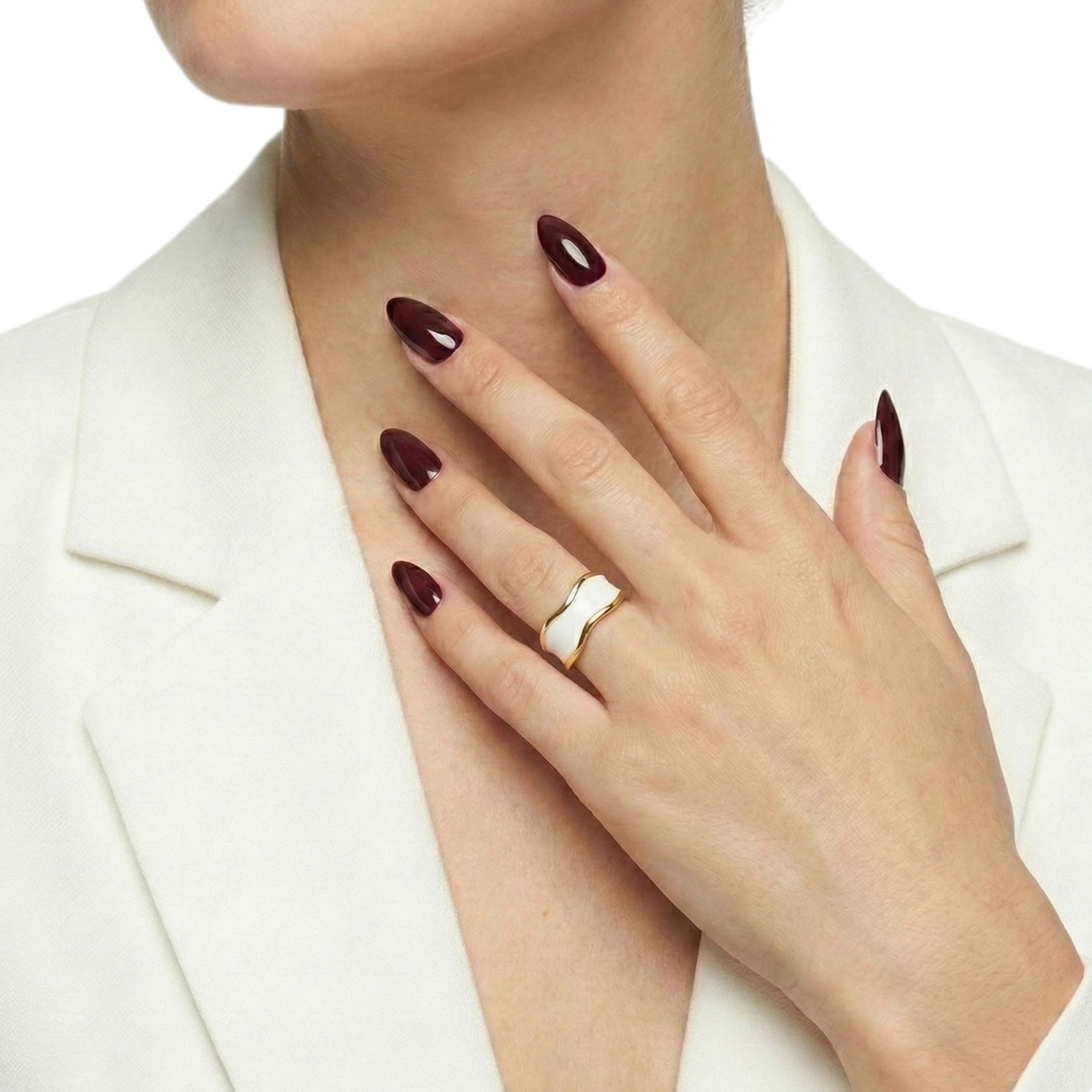 White Enamel Wave Ring