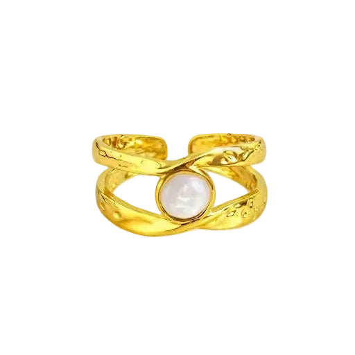 Gold Pearlescent Criss Cross Ring