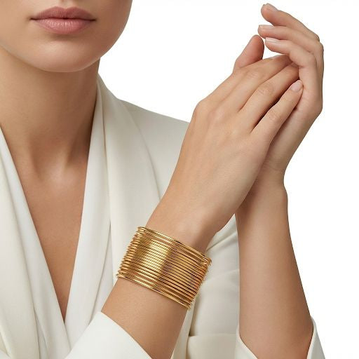 Chunky Gold Layered Wire Cuff Bangel
