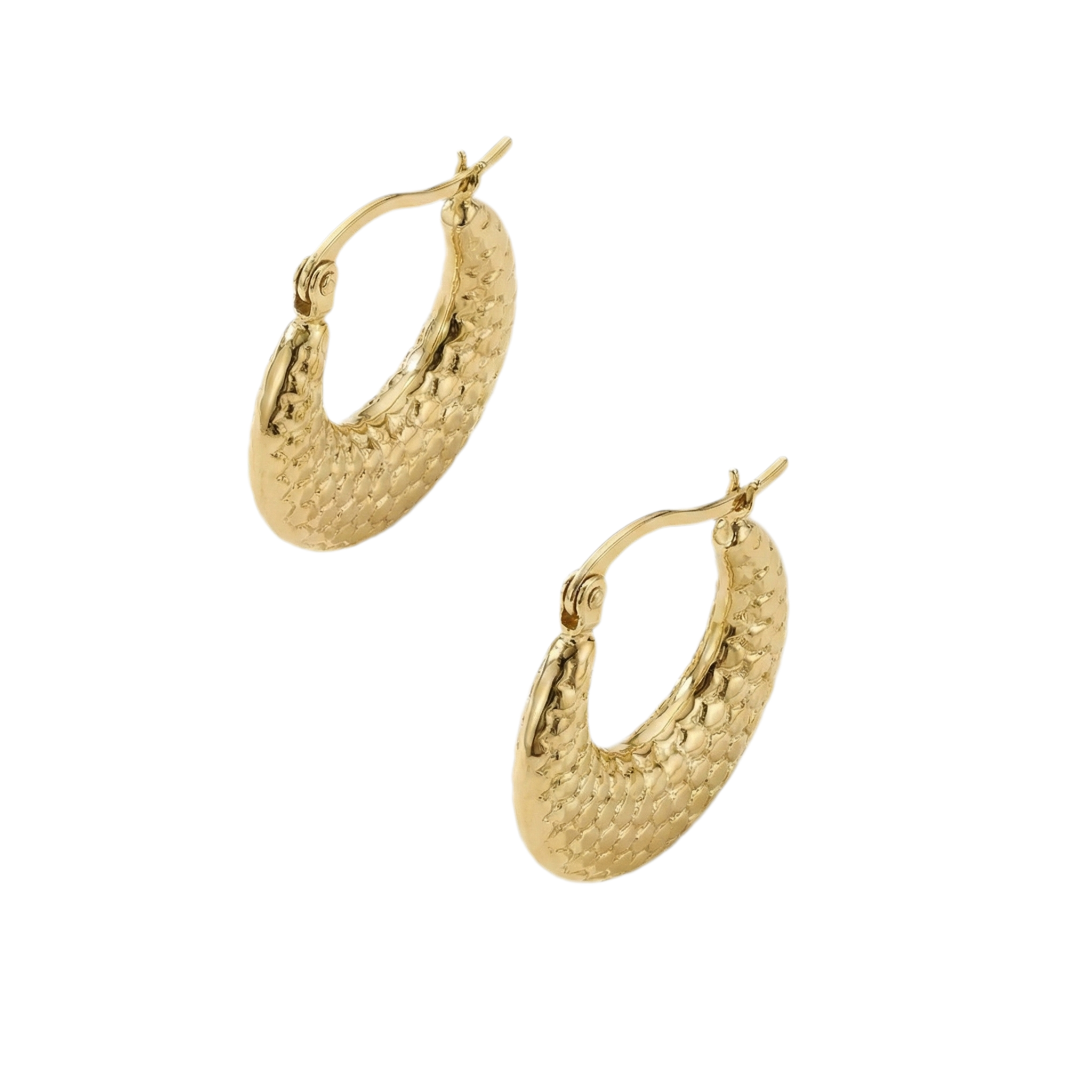 Textured Gold Crescent Hoop Earrings