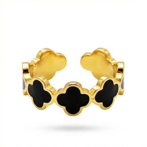 Van Cleef Inspired Black Clover Ring