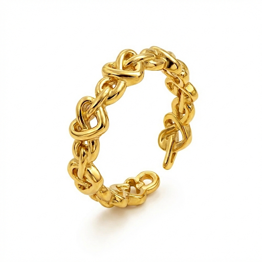 Gold Heart Link Chain Ring