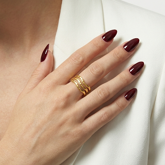 Wavy lines Layered Ring