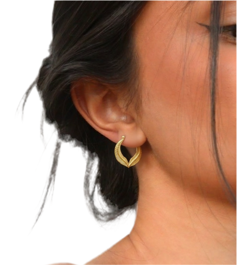 Feather Creoles Hoop Earrings