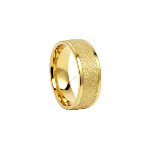 Minimalist Frosted Gold Ring Band