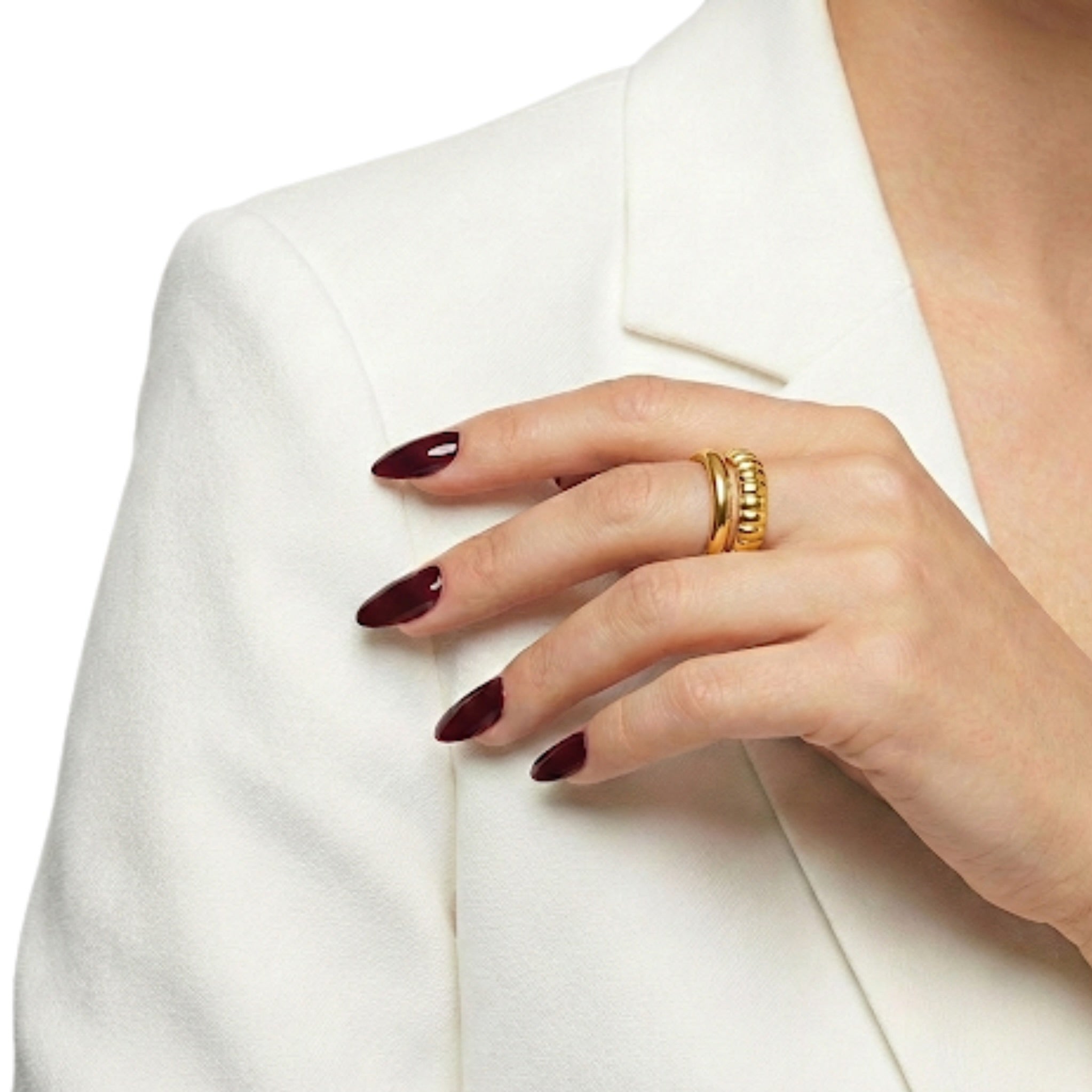 Gold Ribbed Dome Ring
