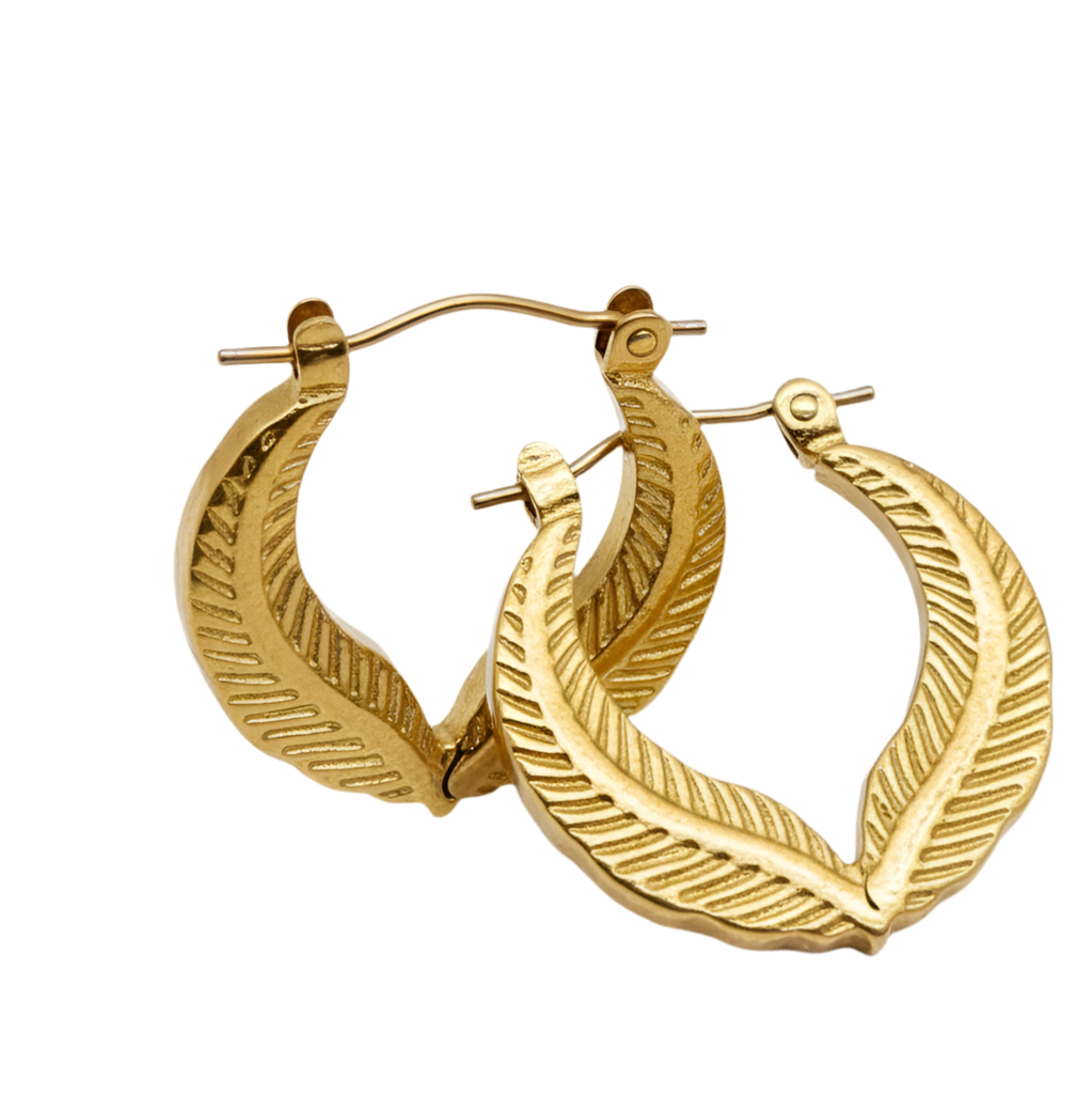Feather Creoles Hoop Earrings