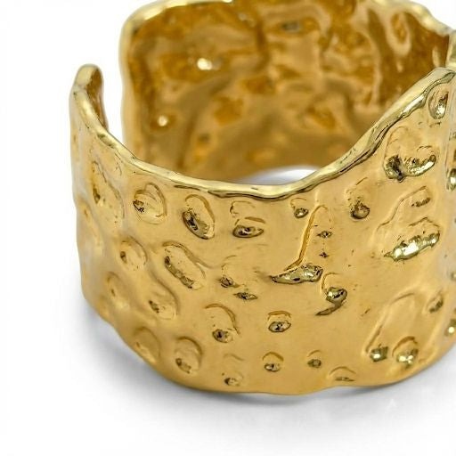Gold Textured Wide Ring