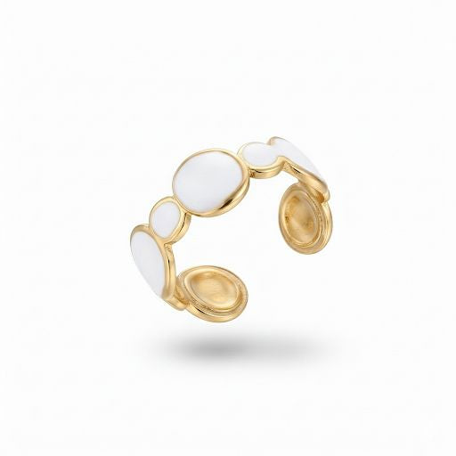 Multiple Circular White Enamel Ring