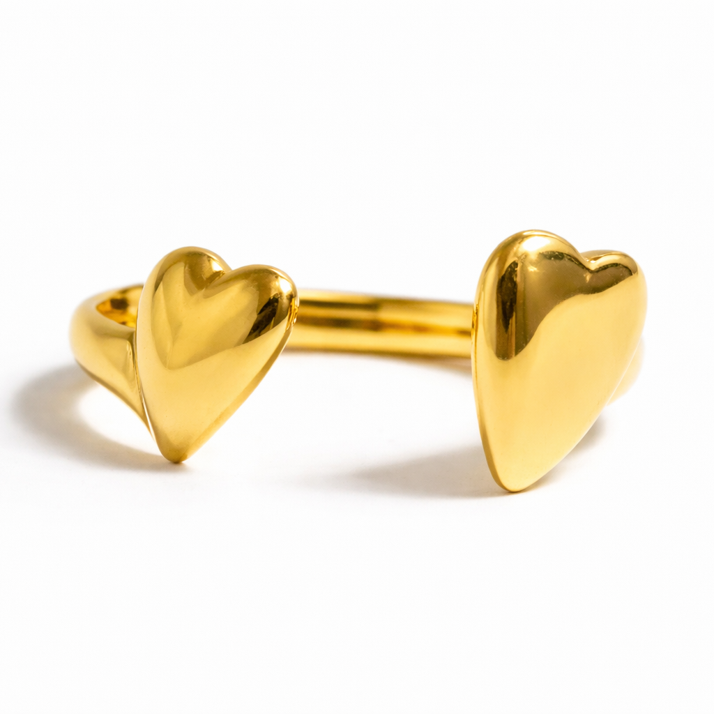 Gold Double Heart Ring