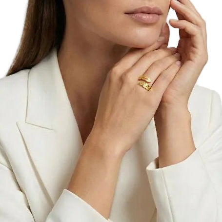 Gold Double Leaf Ring