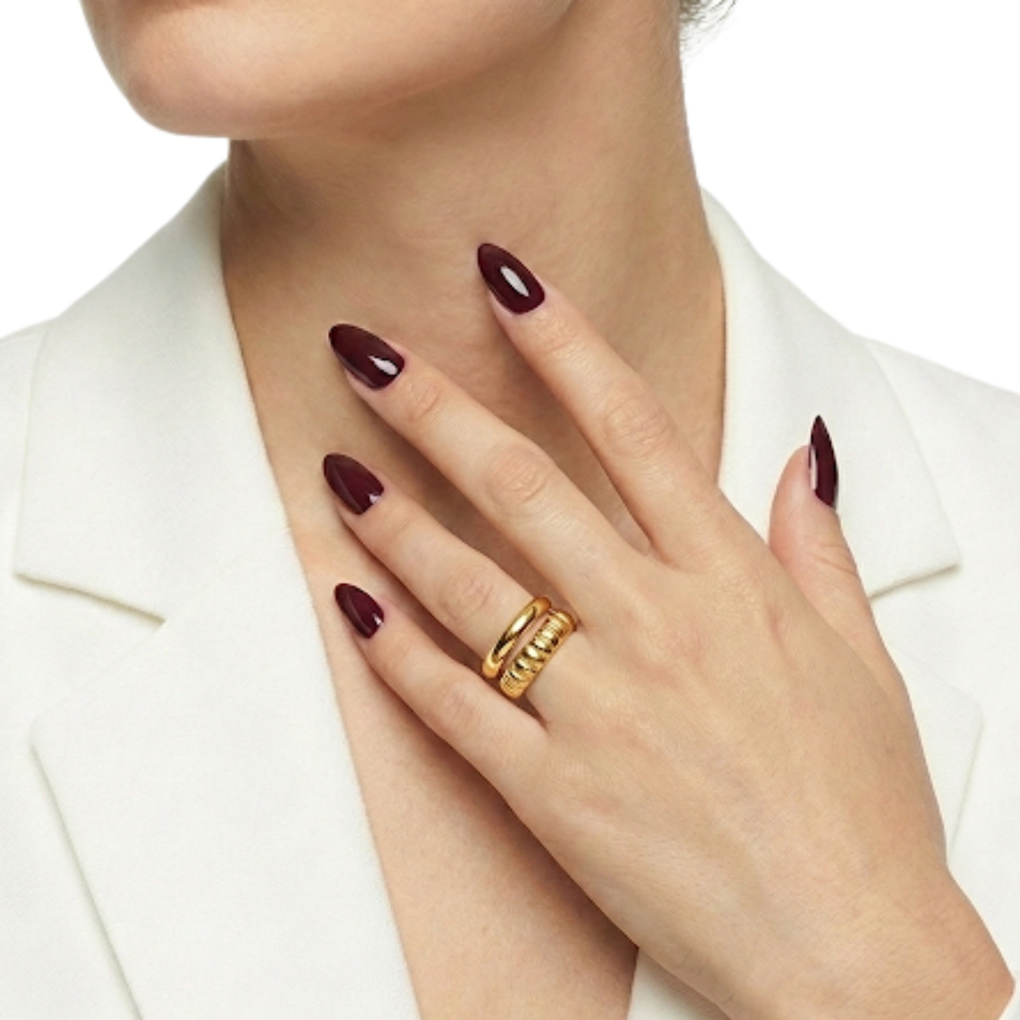 Gold Ribbed Dome Ring