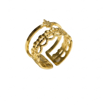 Elegant Gold Triple Layer Star Ring