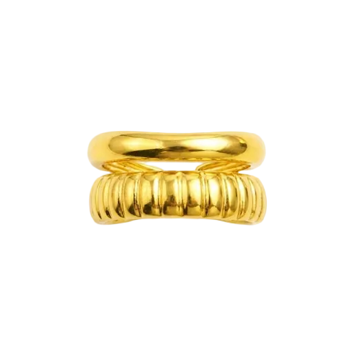 Gold Ribbed Dome Ring