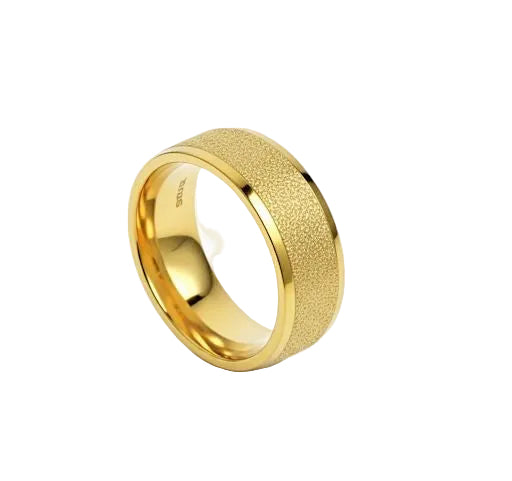 Minimalist Frosted Gold Ring Band