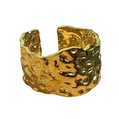 Gold Textured Wide Ring