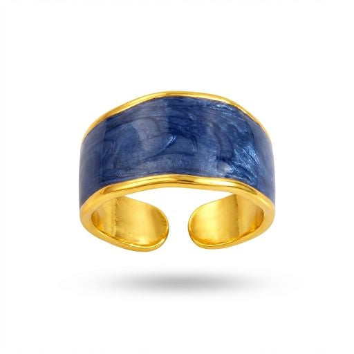 Navy Blue Marble Enamel Cuff Band