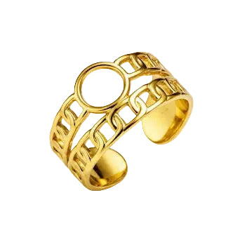 Gold Double Band Ring with Center Circle