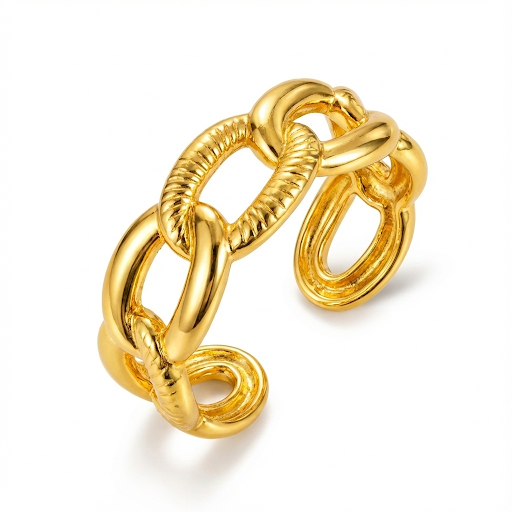 Cuban Chain Cuff Ring