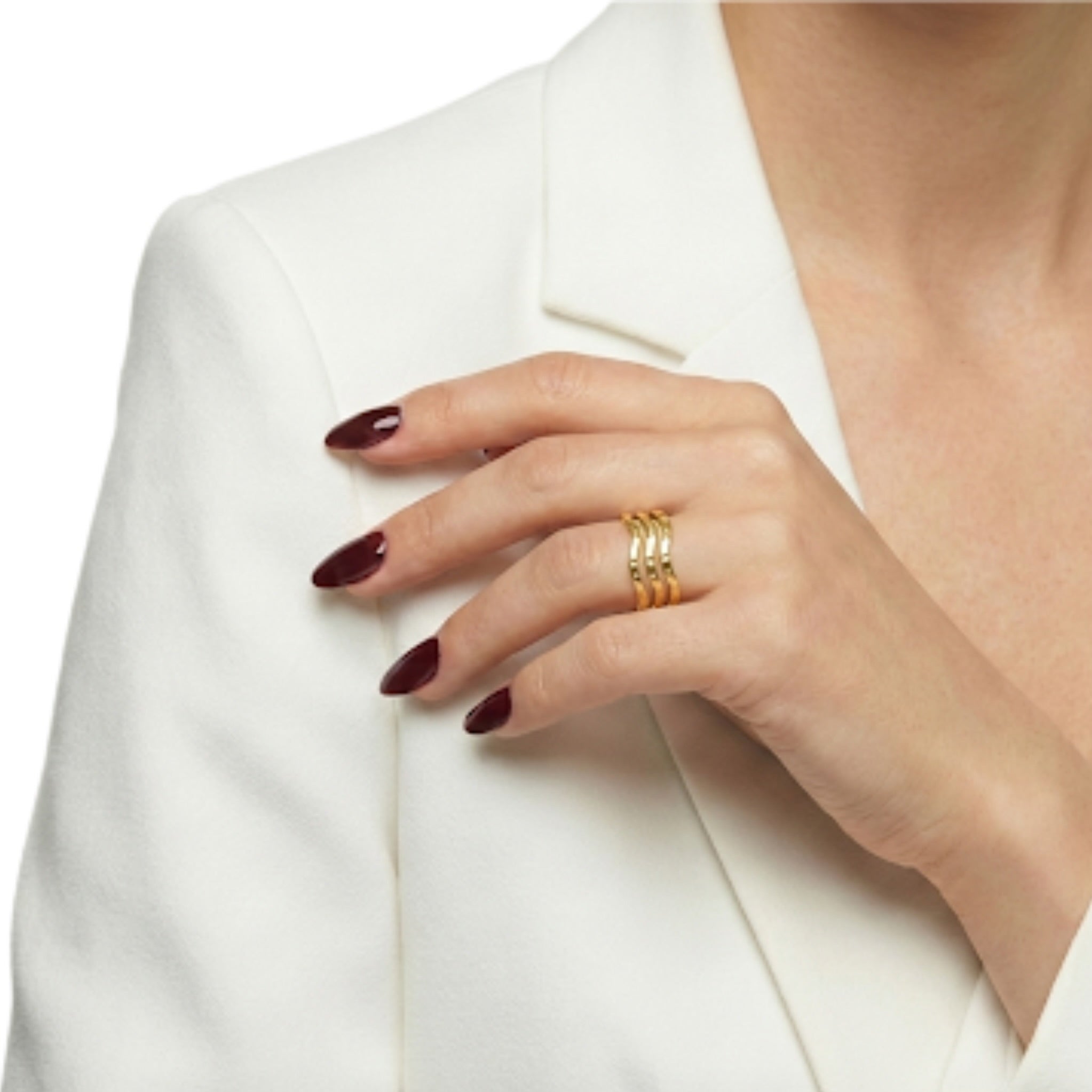 Wavy lines Layered Ring