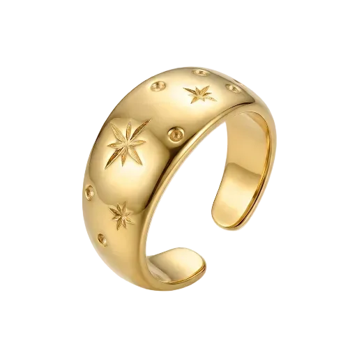 Wide Ring with Stars Engraving