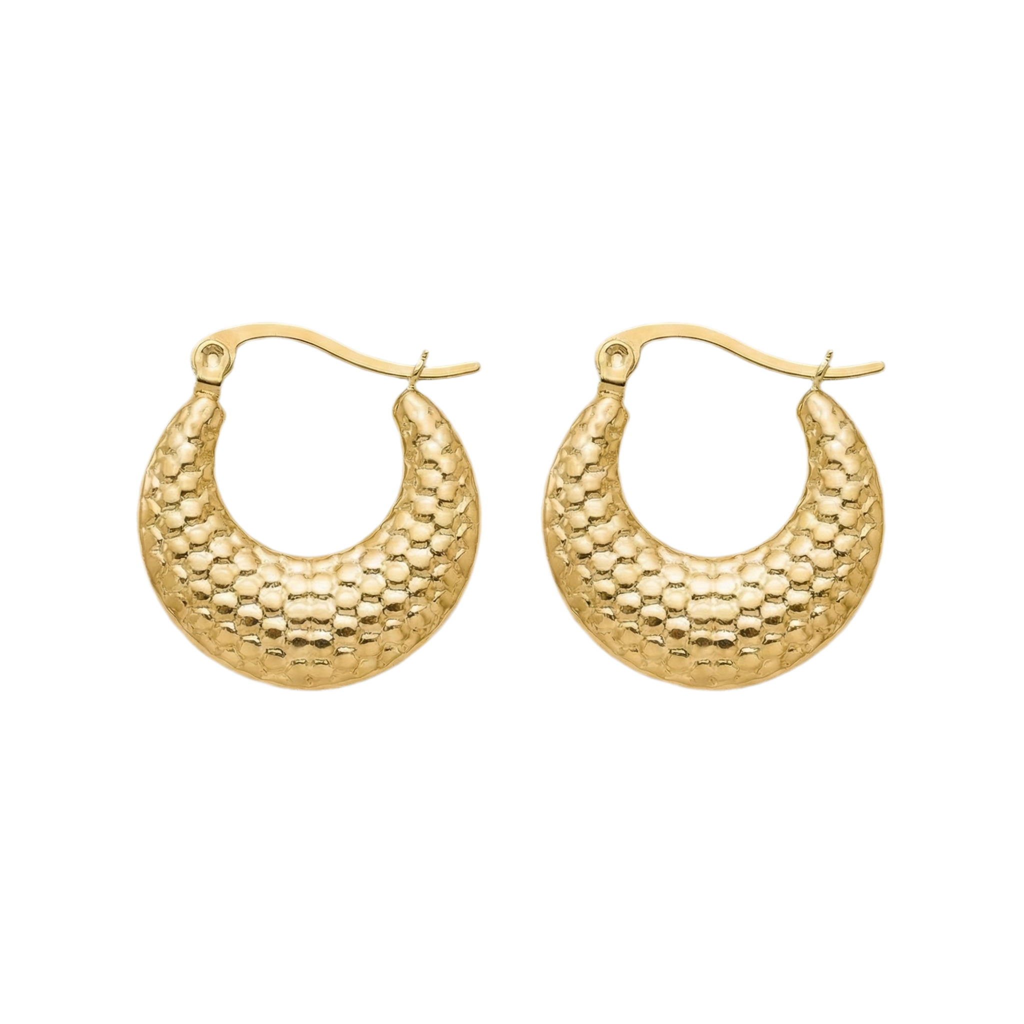 Textured Gold Crescent Hoop Earrings