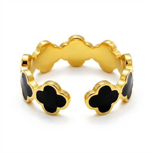 Van Cleef Inspired Black Clover Ring