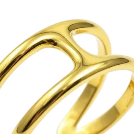 H-Shaped Double Band Gold Ring