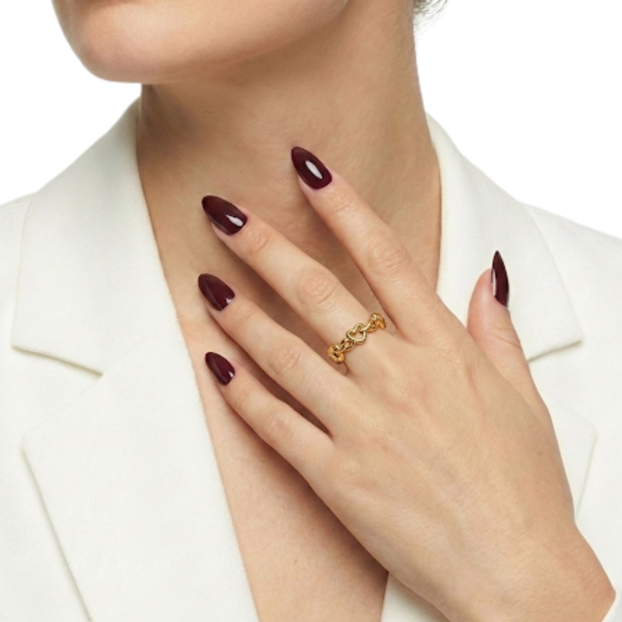Gold Heart Link Chain Ring