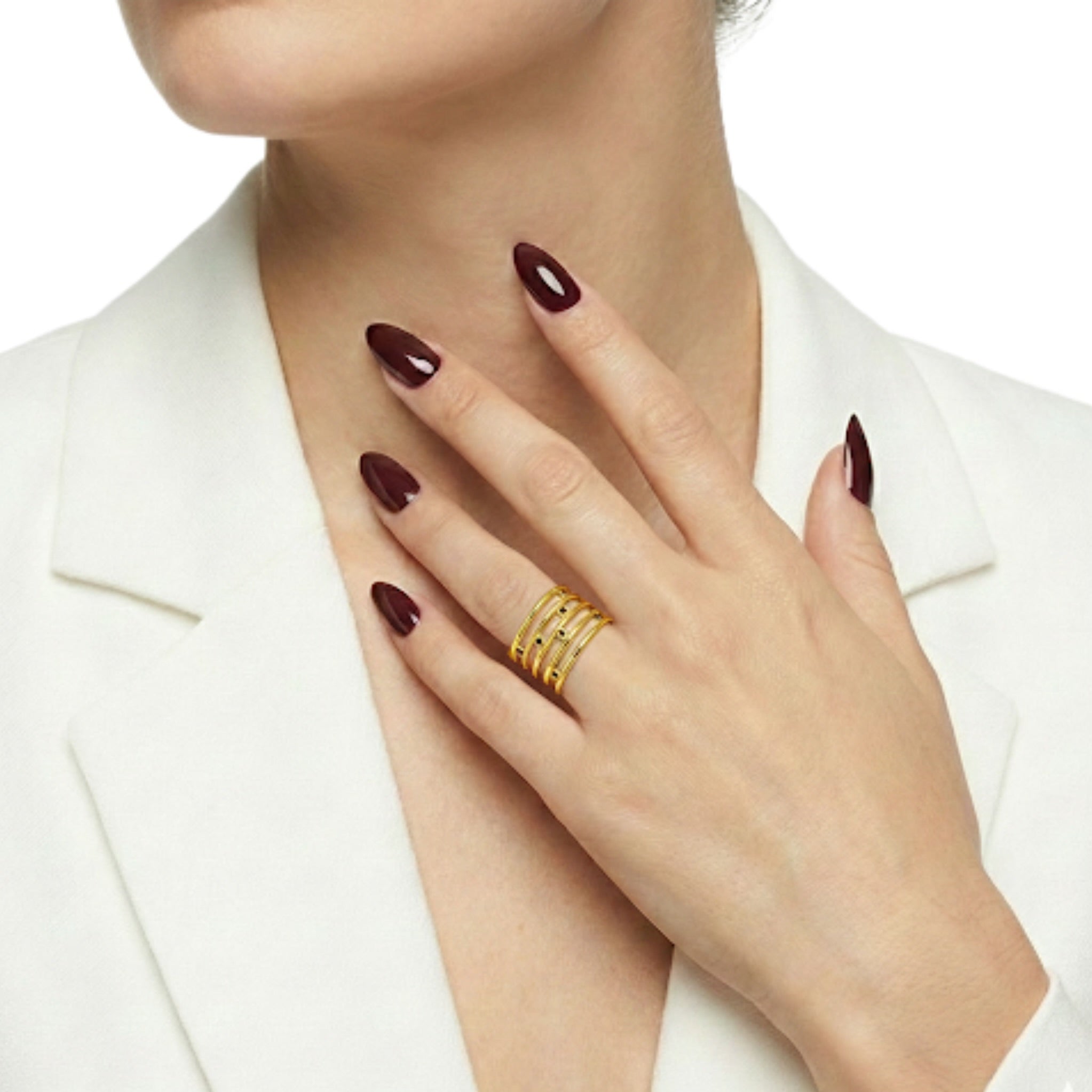 Black Rhinestones Gold Layered Wire Band
