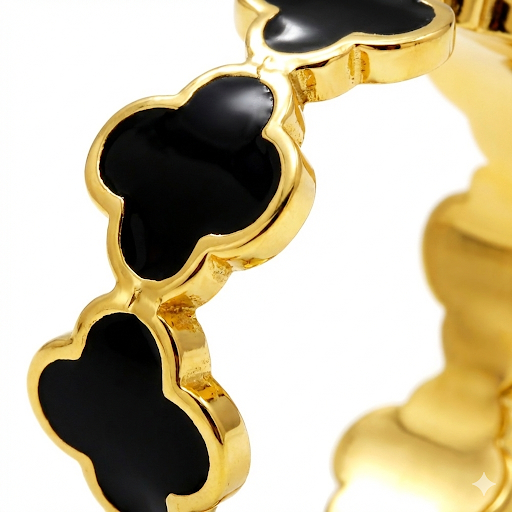 Van Cleef Inspired Black Clover Ring