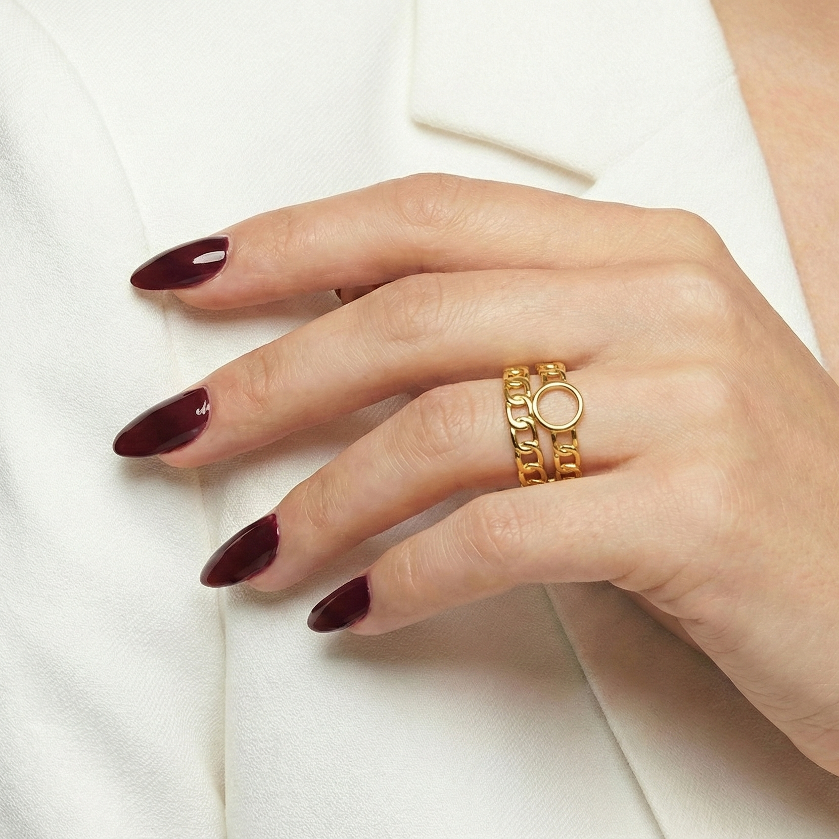 Gold Double Band Ring with Center Circle