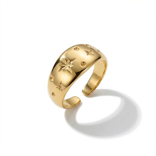 Wide Ring with Stars Engraving
