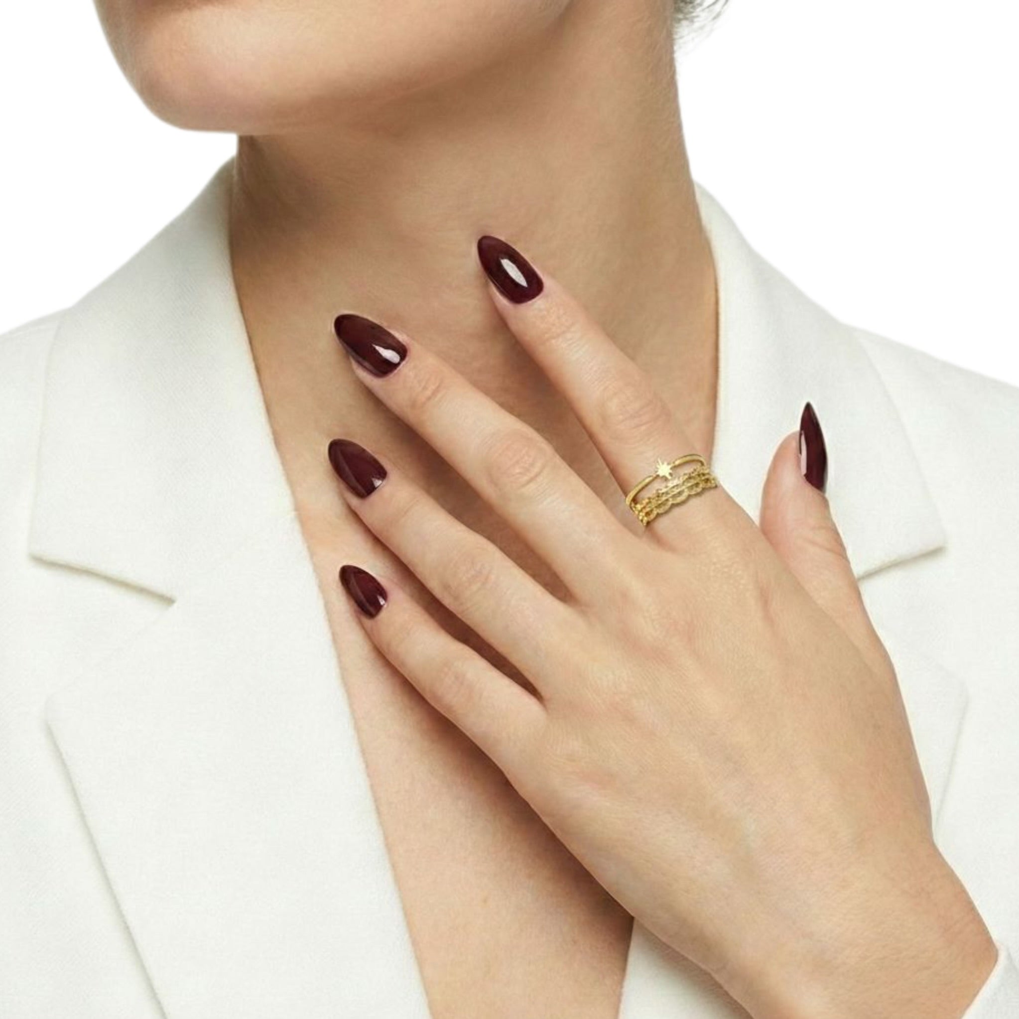 Elegant Gold Triple Layer Star Ring