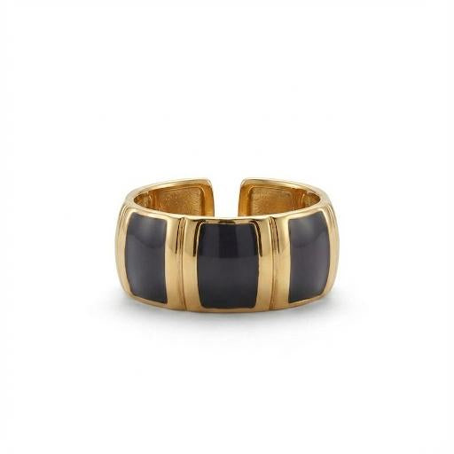Gold & Black Enamel Statement Ring