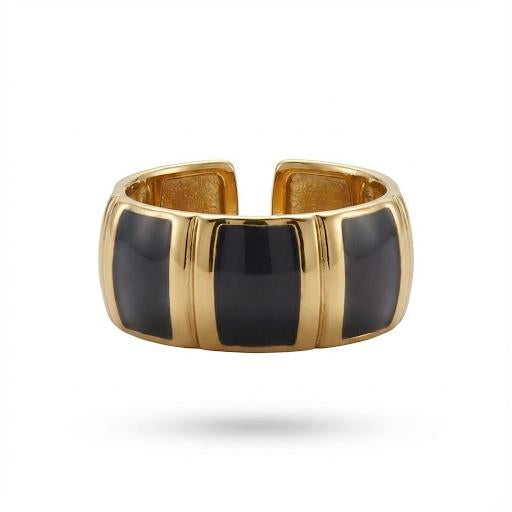 Gold & Black Enamel Statement Ring